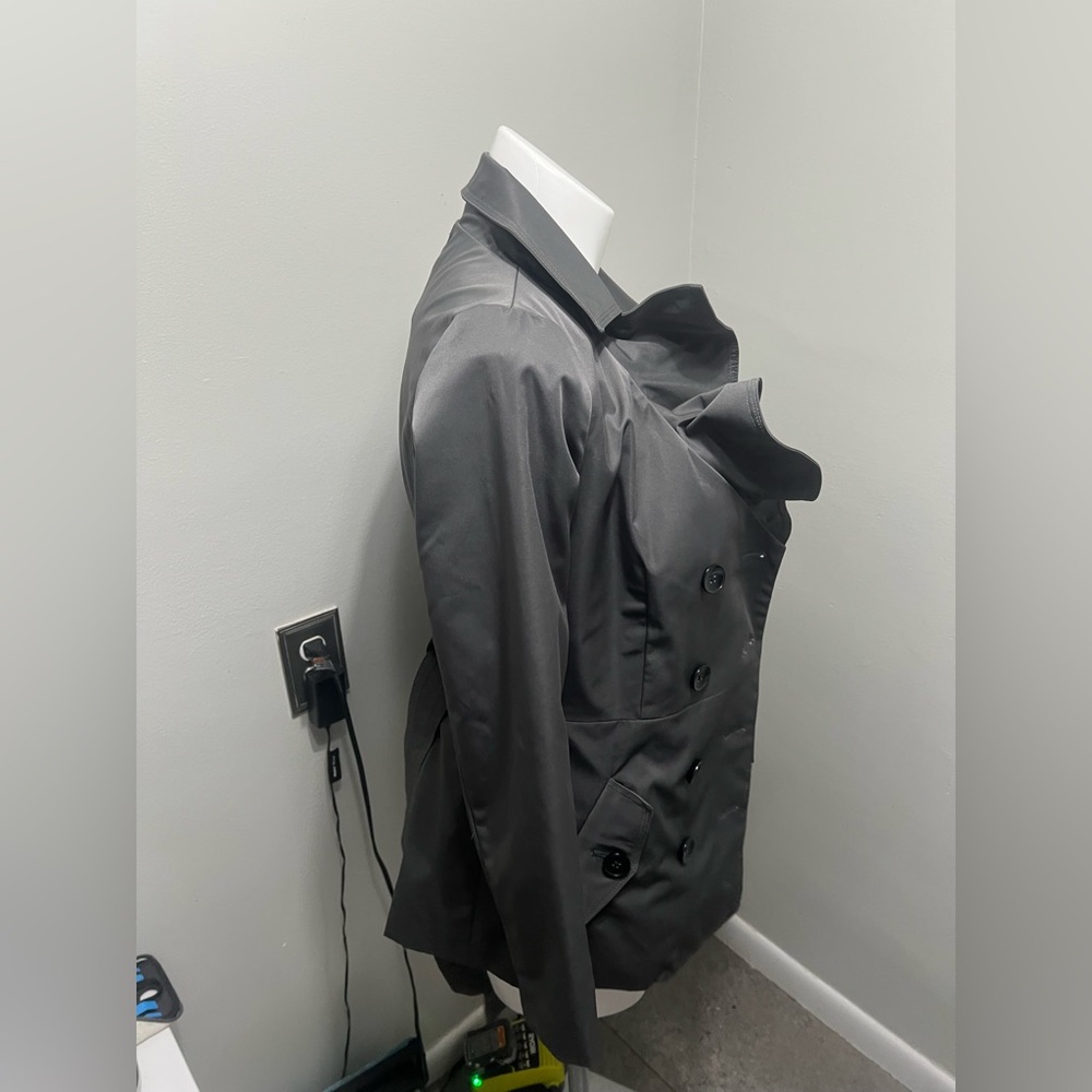 Sandro Steel Gray Double-Breasted Trench Coat - Picture 4 of 8
